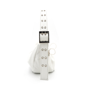 Sac fourre-tout en similicuir blanc nuage avec fermeture à cordon froissé et poche intérieure, sac de rangement décontracté pour usage quotidien - Product Image 3