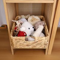 Panier de rangement rectangulaire en jacinthe d'eau tressée, profil bas, avec poignées, pour étagère et placard – Vente en gros
