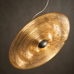 Lámpara Colgante de Techo Circular de Vidrio Estilo Wabi Sabi, LED con Control Remoto, Altura Ajustable, Pantalla Transparente con Diseño de Ondas, 3 Años de Garantía - Product Image 3