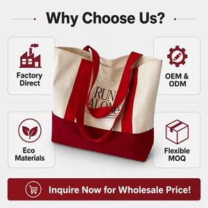 Custom Canvas <b>Tote</b> <b>Bag</b> Wholesale Color Block Red <b>White</b> Cotton Grocery Shopping <b>Bag</b> With Front Pocket Bulk Promotional <b>Bags</b> - Product Image 4