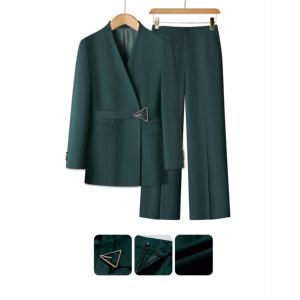 <span class=keywords><strong>Traje</strong></span> de Negocios de 2 Piezas <span class=keywords><strong>para</strong></span> <span class=keywords><strong>Mujer</strong></span>, Color <span class=keywords><strong>Azul</strong></span> <span class=keywords><strong>Marino</strong></span>, Ecológico, Transpirable, con Cinturón y sin Cuello, de Lana, con Acabado Exquisito - Product Image 3