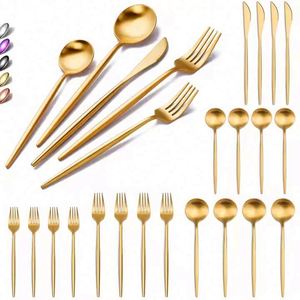 Custom High Quality Gold Cutlery Set Dishwasher Safe Flatware 18/8 Stainless Steel 5PCS Luxury Silverware for Restaurant Wedding - Product Image 1