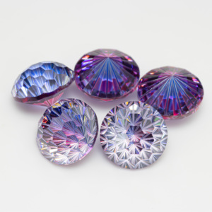HanYu 20PCS/Bag Batu Permata CZ Campuran Warna Mistik Bi-Color 5A <span class=keywords><strong>Cubic</strong></span> <span class=keywords><strong>Zirconia</strong></span> Potongan Kembang Api Bulat untuk Pembuatan Perhiasan DIY - Product Image 4