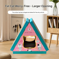 Maison à gratter triangulaire pour chat, en carton, avec pente verticale, grotte fermée pour chaton, durable, protection de meubles