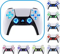 Kit de personnalisation LED lumineuse multicolore 6 couleurs pour contrôleur PS5 avec stick et boutons transparents