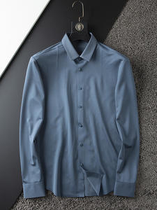 <span class=keywords><strong>Camicia</strong></span> Formale Casual in Lino Elasticizzato a Maniche Lunghe, Stile Occidentale, con <span class=keywords><strong>Colletto</strong></span> Muscolare, Bianca, per Uomo - Product Image 2