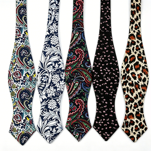 Nœud Papillon en Coton Pointu Noué à la Main pour Hommes, Motif Floral/Paisley, Tissu Imprimé, Nœud Papillon Décontracté Vintage à Nouer Soi-même, Idéal pour Mariage et Fêtes - Product Image 1