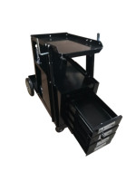 Chariot de soudage en acier robuste à 4 niveaux avec chaîne à poignée et crochet 4 tiroirs utilisés pour l'atelier Capacité de 220 lb