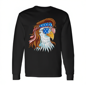 อีเกิล 4th Of July เสื้อยืดแขนยาวลายธงชาติอเมริกันมัลเล็ต - Product Image 2