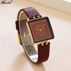 Custom Minimalist Design Quartz Movement Roman Wine <b>Red</b> Women's <b>Watch</b> 2025 - Product Image 2