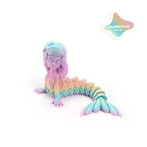 Figurine de sirène colorée en PLA écologique imprimée en 3D, jouet personnalisable, ornement de maison, animaux articulés mobiles, 12+ - Product Image 4