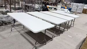 <span class=keywords><strong>Tavolo</strong></span> Pieghevole Rettangolare in Plastica HDPE Bianco <span class=keywords><strong>da</strong></span> 180 cm (6 piedi) per Eventi all'Aperto, Matrimoni e Picnic - Offerta Speciale - Product Image 4