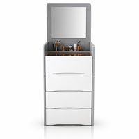 Coiffeuse simple en bois de style européen avec miroir LED et tiroirs silencieux, table de maquillage moderne et écologique pour chambre et hôtel