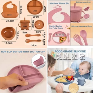 Vajilla Infantil de Silicona con Logotipo Personalizado, Libre de BPA, Plato de Succión para Destete, Juego de Alimentación de 6 Piezas para Bebés y Niños Pequeños - Product Image 2