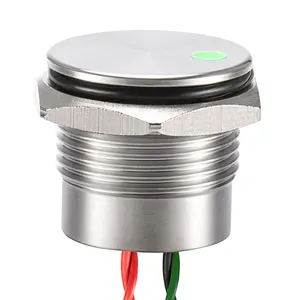 LED basmalı acil durum düğmesi mandallama Metal paslanmaz çelik IP68 24 anahtar düğmesi 200ma ile 25mm yüksek güç ışığı Push Button