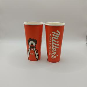 Gobelet en papier jetable à paroi simple avec couvercle, personnalisé avec logo couleur, pour boissons froides ou chaudes (café glacé, eau), 16oz 24oz, économique - Product Image 4