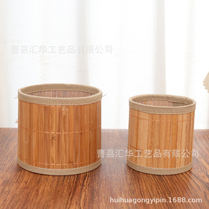 New <b>bamboo</b> woven storage <b>basket</b> for home use, desktop remote control storage, office pen holder, and miscellaneous items - Product Image 2