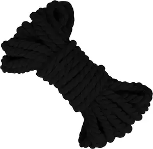 1/2 Inch Three Strands Twisted Black Cotton Packaging Rope