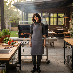 Grembiule da Cucina Senza Maniche Siena con Logo Ricamato, in Tessuto di Poliestere di Alta Qualità, Stile Barbecue, Lavato, per Uso Domestico e Ristoranti - Product Image 2