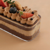 Boîte à gâteau carrée en plastique transparente, jetable et recyclable, boîte à biscuits, boîte à tiramisu, emballage pour pain et chocolat