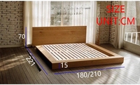 Lit double au sol de style japonais en bois massif nordique, personnalisable, moderne et simple, pour hôtel ou gîte