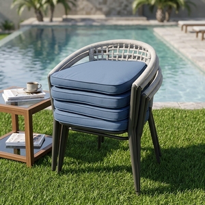 Ensemble de chaises de patio modernes en aluminium meubles de jardin en <span class=keywords><strong>osier</strong></span> et rotin empilables avec matériau métallique - Product Image 1