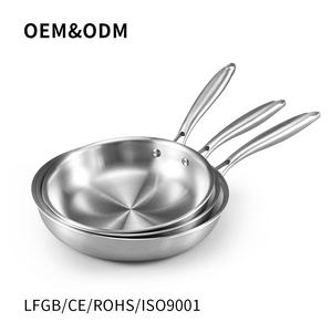 Ensemble de poêles 8, 10 et 12 pouces en acier inoxydable 304 triple couche, antiadhésif, durable, résistant à la chaleur, compatible gaz et induction - Product Image 1