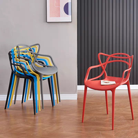 Tabouret de barbecue en plastique avec dossier et accoudoirs, design nordique, empilable, pour restaurant, bureau, pâtisserie