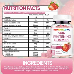 Gomitas de Belleza Blanqueadoras de Piel con Vitamina C y Glutatión OEM, <span class=keywords><strong>1000mcg</strong></span> de Glutatión, Suplemento Blanqueador e Iluminador para el Cuidado de la Piel - Product Image 3