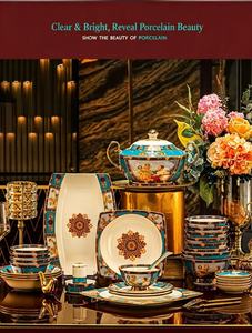 Service <span class=keywords><strong>de</strong></span> table en porcelaine fine YanJun style Sèvres, luxe bleu et or, motif floral, pour la maison, les dîners, les fêtes, ou comme cadeau. - Product Image 4