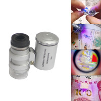 Mini 60x Microscope Magnifying Pocket Jewelry Magnifier Jeweler Loupe with 10X Folding Pocket Magnifier with LED Light