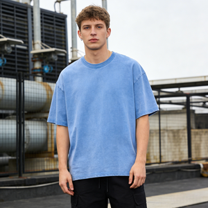 เสื้อยืดทรงบ็อกซี่ฟิตโอเวอร์ไซส์สไตล์ยูนิเซ็กส์สำหรับผู้ชาย ล้างสีแบบแอซิดวอช ผ้าฝ้าย 100% น้ำหนัก 260 กรัม ระบายอากาศได้ดี เหมาะสำหรับฤดูร้อน - Product Image 1
