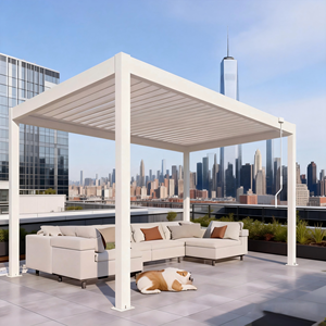 Pergola bioclimatique motorisée <span class=keywords><strong>pour</strong></span> <span class=keywords><strong>jardin</strong></span> extérieur, gazebo en aluminium avec <span class=keywords><strong>toit</strong></span> à lames orientables, pergola en aluminium <span class=keywords><strong>pour</strong></span> extérieur - Product Image 3