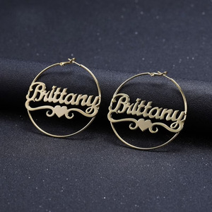 ต่างหูห่วงสแตนเลสสตีลชุบดีไซน์ Wona Brittany สำหรับผู้หญิง แฟชั่นเครื่องประดับสไตล์โดดเด่น ต่างหูขนาดใหญ่ - Product Image 1