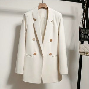 New Women Fashion Jacket Top Lapel Collar Luxury Button Blazer Top Plus Size Female Elegant Suit Coat