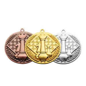 Medallón de promoción Premio buena calidad metal deportes 3D ajedrez medallas personalizadas con cinta coleccionistas de medallas antiguas