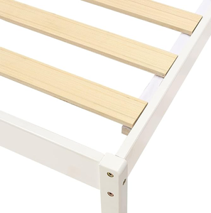 Struttura del <span class=keywords><strong>letto</strong></span> con piattaforma in legno di pino massiccio con <span class=keywords><strong>testiera</strong></span> a coste, moderna, facile da montare, singola, bianca - Product Image 4