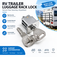 Cylindre de serrure en alliage de zinc pour porte-bagages de toit, remorque, camping-car, caravane, antivol, 2 clés, finition chromée brillante, norme ANSI Grade 2