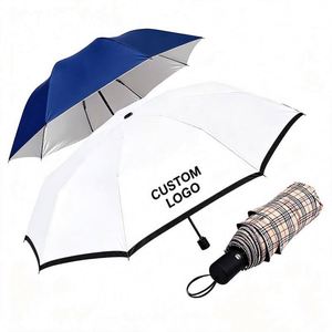 Black Coating Stylish Custom Logo High-Density Modern Ergonomic Handle Sturdy Reinforced Ribs <b>Windproof</b> Elegant Folding <b>Umbrella</b> - Product Image 1