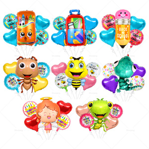 5 globos de aluminio con la frase 'Feliz Cumpleaños' en español y 'Regreso a Clases' para decoración de fiestas de cumpleaños y graduación infantiles - Product Image 1