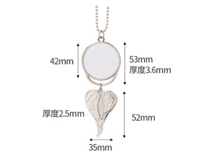 Porte-clés vierges pour sublimation, motif aile d'ange, en métal, pour impression par transfert thermique, ornements de Noël, breloques pour rétroviseur de voiture - Product Image 3