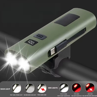 Lampe avant de vélo LED ABS rechargeable par USB Green Light 1000LM, lumière du jour, indice de protection IP65, faisceau réglable 800-900M, batterie 18650, rouge