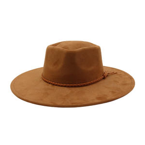 2026新款纯素麂皮帽女式焦色激光印花心形皇冠造型宽檐软呢帽带流苏装饰 - Product Image 3