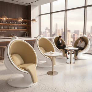 Asiento tapizado de FRP con forma de taza de café para el vestíbulo del hotel, silla tapizada con forma de taza de café para restaurante - Product Image 1