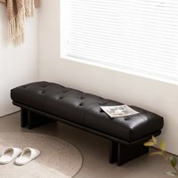 Tabouret en cuir de style médiéval, tabouret de bout de lit pour chambre, tabouret de essayage pour magasin de vêtements, banc de réception