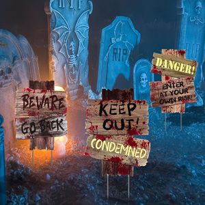 Halloween Yard Sign Set Chủ Đề Kinh Dị Đảng In Kỹ Thuật Số Bảng Quảng Cáo Caution Cảnh Báo Dấu Hiệu Ngoài Trời Vườn Lawn - Product Image 4