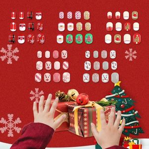 SIUSIO 120 <span class=keywords><strong>Uñas</strong></span> Acrílicas Autoadhesivas, Paquete de 5, para Niñas Pequeñas, Pre-Encoladas, Cobertura Completa, Dibujos Animados, Navidad, Arcoíris, Colores Degradados - Product Image 4