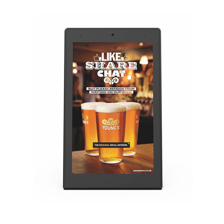 Moins cher 10.1 pouces L forme RK3288 tablette android 8.1 affichage publicitaire avec caméra frontale