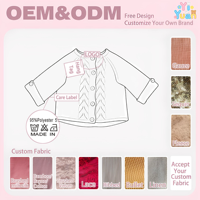 Cardigan en coton ajouré pour filles, à manches classiques, boutons en bois, respirant, rose uni, tricoté ajouré, pour tout-petits