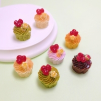 100 pièces de cabochons en résine à dos plat, miniatures en forme de gâteau aux cerises, imitation alimentaire, pour scrapbooking, embellissement DIY et artisanat de décoration